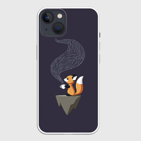 Чехол для iPhone 13 с принтом Coffee Fox в Курске,  |  | Тематика изображения на принте: coffee | cute | fox | foxes | ginger | tail | забавная | кофе | кофеёк | кофеёчек | лис | лиса | лисица | лисицы | лисичка | лисички | лисы | милая | рыжая | рыжие | смешная | фыр | хвост | хвосты