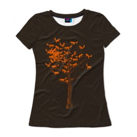Женская футболка 3D с принтом Дерево Лисиц в Курске, 100% полиэфир ( синтетическое хлопкоподобное полотно) | прямой крой, круглый вырез горловины, длина до линии бедер | cute | fox | foxes | ginger | tail | tree | trees | дерево | деревья | забавная | лис | лиса | лисица | лисицы | лисичка | лисички | лисы | милая | рыжая | рыжие | смешная | фыр | хвост | хвосты