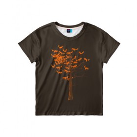 Детская футболка 3D с принтом Дерево Лисиц в Курске, 100% гипоаллергенный полиэфир | прямой крой, круглый вырез горловины, длина до линии бедер, чуть спущенное плечо, ткань немного тянется | Тематика изображения на принте: cute | fox | foxes | ginger | tail | tree | trees | дерево | деревья | забавная | лис | лиса | лисица | лисицы | лисичка | лисички | лисы | милая | рыжая | рыжие | смешная | фыр | хвост | хвосты