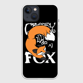 Чехол для iPhone 13 с принтом Crazy Like a Fox в Курске,  |  | Тематика изображения на принте: crazy | cute | fox | foxes | ginger | like | tail | безумие | безумная | забавная | лис | лиса | лисица | лисицы | лисичка | лисички | лисы | милая | рыжая | рыжие | смешная | фыр | хвост | хвосты