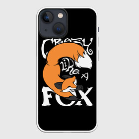 Чехол для iPhone 13 mini с принтом Crazy Like a Fox в Курске,  |  | crazy | cute | fox | foxes | ginger | like | tail | безумие | безумная | забавная | лис | лиса | лисица | лисицы | лисичка | лисички | лисы | милая | рыжая | рыжие | смешная | фыр | хвост | хвосты