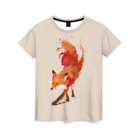 Женская футболка 3D с принтом Paint Fox в Курске, 100% полиэфир ( синтетическое хлопкоподобное полотно) | прямой крой, круглый вырез горловины, длина до линии бедер | cute | fox | foxes | ginger | paint | tail | забавная | краска | лис | лиса | лисица | лисицы | лисичка | лисички | лисы | милая | рыжая | рыжие | смешная | фыр | хвост | хвосты