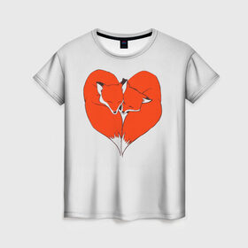 Женская футболка 3D с принтом Fox Love в Курске, 100% полиэфир ( синтетическое хлопкоподобное полотно) | прямой крой, круглый вырез горловины, длина до линии бедер | cute | fox | foxes | ginger | heart | love | tail | забавная | лис | лиса | лисица | лисицы | лисичка | лисички | лисы | любовь | милая | рыжая | рыжие | сердечко | смешная | фыр | хвост | хвосты