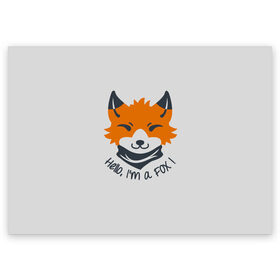 Поздравительная открытка с принтом Hello Fox в Курске, 100% бумага | плотность бумаги 280 г/м2, матовая, на обратной стороне линовка и место для марки
 | cute | fox | foxes | ginger | hello | tail | забавная | лис | лиса | лисица | лисицы | лисичка | лисички | лисы | милая | привет | рыжая | рыжие | смешная | фыр | хвост | хвосты
