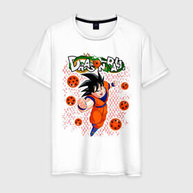 Мужская футболка хлопок с принтом Dragon Ball Son Goku в Курске, 100% хлопок | прямой крой, круглый вырез горловины, длина до линии бедер, слегка спущенное плечо. | 