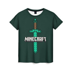 Женская футболка 3D с принтом Меч Minecraft в Курске, 100% полиэфир ( синтетическое хлопкоподобное полотно) | прямой крой, круглый вырез горловины, длина до линии бедер | craft | creeper | enderman | mine | minecraft | miner | online | skeleton | sword | tnt | world | zombie | динамит | зомби | игра | игры | кирка | крипер | майнер | майнкрафт | меч | мир | онлайн | скелетон