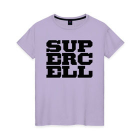 Женская футболка хлопок с принтом SUPERCELL в Курске, 100% хлопок | прямой крой, круглый вырез горловины, длина до линии бедер, слегка спущенное плечо | supercell | игра | клеш | клэш | суперселл