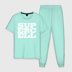 Мужская пижама хлопок с принтом SUPERCELL в Курске, 100% хлопок | брюки и футболка прямого кроя, без карманов, на брюках мягкая резинка на поясе и по низу штанин
 | supercell | игра | клеш | клэш | суперселл