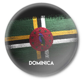 Значок с принтом DOMINICA(Доминика) в Курске,  металл | круглая форма, металлическая застежка в виде булавки | Тематика изображения на принте: dominica | urban | город | доминика | мир | путешествие | символика | страны | флаг