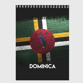 Скетчбук с принтом DOMINICA(Доминика) в Курске, 100% бумага
 | 48 листов, плотность листов — 100 г/м2, плотность картонной обложки — 250 г/м2. Листы скреплены сверху удобной пружинной спиралью | dominica | urban | город | доминика | мир | путешествие | символика | страны | флаг