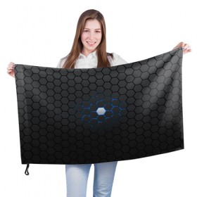 Флаг 3D с принтом Гексагон в Курске, 100% полиэстер | плотность ткани — 95 г/м2, размер — 67 х 109 см. Принт наносится с одной стороны | hexagon | metal | pattern | steel | гексагон | метал | паттерн | сталь | текстуры | шестиугольник