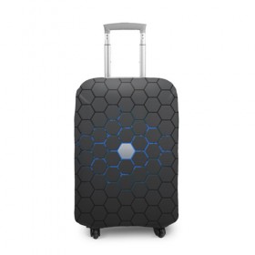 Чехол для чемодана 3D с принтом Гексагон в Курске, 86% полиэфир, 14% спандекс | двустороннее нанесение принта, прорези для ручек и колес | hexagon | metal | pattern | steel | гексагон | метал | паттерн | сталь | текстуры | шестиугольник