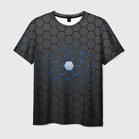 Мужская футболка 3D с принтом Гексагон в Курске, 100% полиэфир | прямой крой, круглый вырез горловины, длина до линии бедер | Тематика изображения на принте: hexagon | metal | pattern | steel | гексагон | метал | паттерн | сталь | текстуры | шестиугольник