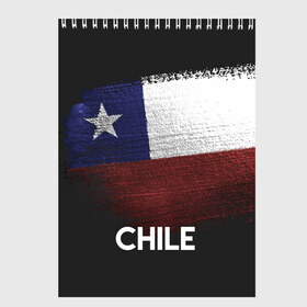 Скетчбук с принтом Chile(Чили) в Курске, 100% бумага
 | 48 листов, плотность листов — 100 г/м2, плотность картонной обложки — 250 г/м2. Листы скреплены сверху удобной пружинной спиралью | chile | urban | город | мир | путешествие | символика | страны | флаг | чили