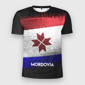 Мужская футболка 3D спортивная с принтом MORDOVIA(Мордовия) в Курске, 100% полиэстер с улучшенными характеристиками | приталенный силуэт, круглая горловина, широкие плечи, сужается к линии бедра | urban | город | мир | мордовия | путешествие | символика | страны | флаг