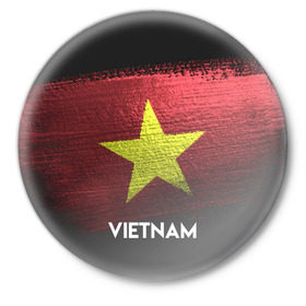 Значок с принтом VIETNAM(Вьетнам) в Курске,  металл | круглая форма, металлическая застежка в виде булавки | Тематика изображения на принте: urban | vietnam | город | мир | путешествие | символика | страны | флаг