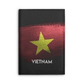 Обложка для автодокументов с принтом VIETNAM(Вьетнам) в Курске, натуральная кожа |  размер 19,9*13 см; внутри 4 больших “конверта” для документов и один маленький отдел — туда идеально встанут права | Тематика изображения на принте: urban | vietnam | город | мир | путешествие | символика | страны | флаг