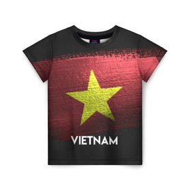 Детская футболка 3D с принтом VIETNAM(Вьетнам) в Курске, 100% гипоаллергенный полиэфир | прямой крой, круглый вырез горловины, длина до линии бедер, чуть спущенное плечо, ткань немного тянется | urban | vietnam | город | мир | путешествие | символика | страны | флаг