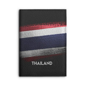 Обложка для автодокументов с принтом Тайланд(Thailand) в Курске, натуральная кожа |  размер 19,9*13 см; внутри 4 больших “конверта” для документов и один маленький отдел — туда идеально встанут права | Тематика изображения на принте: thailand | urban | город | мир | путешествие | символика | страны | таиланд | флаг