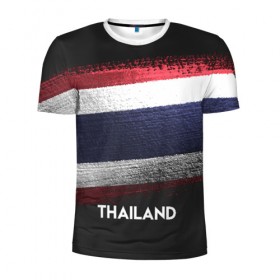 Мужская футболка 3D спортивная с принтом Тайланд(Thailand) в Курске, 100% полиэстер с улучшенными характеристиками | приталенный силуэт, круглая горловина, широкие плечи, сужается к линии бедра | Тематика изображения на принте: thailand | urban | город | мир | путешествие | символика | страны | таиланд | флаг