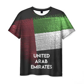 Мужская футболка 3D с принтом Арабские Эмираты в Курске, 100% полиэфир | прямой крой, круглый вырез горловины, длина до линии бедер | urban | город | мир | путешествие | символика | страны | флаг