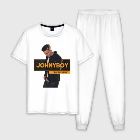 Мужская пижама хлопок с принтом Johnyboy в Курске, 100% хлопок | брюки и футболка прямого кроя, без карманов, на брюках мягкая резинка на поясе и по низу штанин
 | johnyboy | джонибой | джонни бой