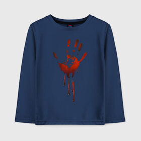 Детский лонгслив хлопок с принтом Отпечаток руки в Курске, 100% хлопок | круглый вырез горловины, полуприлегающий силуэт, длина до линии бедер | halloween | костюм на хэллоуин | кровавая рука | кровавый отпечаток | кровь | рисунок кровью | футболка для хэллоуина | хэллоуин
