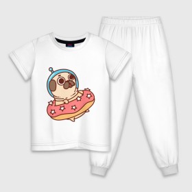 Детская пижама хлопок с принтом Мопс Космонавт в Курске, 100% хлопок |  брюки и футболка прямого кроя, без карманов, на брюках мягкая резинка на поясе и по низу штанин
 | 