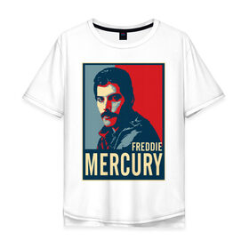 Мужская футболка хлопок Oversize с принтом Freddie Mercury в Курске, 100% хлопок | свободный крой, круглый ворот, “спинка” длиннее передней части | Тематика изображения на принте: freddie mercury | queen | фредди меркьюри