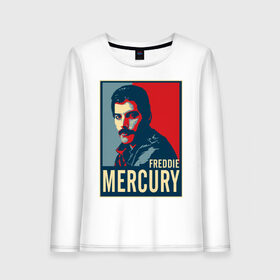 Женский лонгслив хлопок с принтом Freddie Mercury в Курске, 100% хлопок |  | freddie mercury | queen | фредди меркьюри