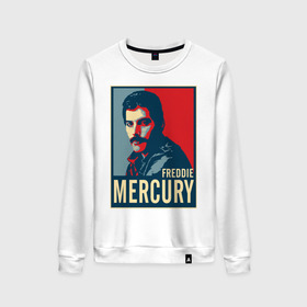 Женский свитшот хлопок с принтом Freddie Mercury в Курске, 100% хлопок | прямой крой, круглый вырез, на манжетах и по низу широкая трикотажная резинка  | freddie mercury | queen | фредди меркьюри