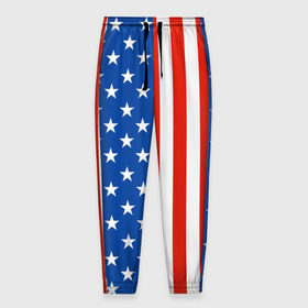 Мужские брюки 3D с принтом Американский Флаг в Курске, 100% полиэстер | манжеты по низу, эластичный пояс регулируется шнурком, по бокам два кармана без застежек, внутренняя часть кармана из мелкой сетки | америка | вашингтон | звезды | патриот | сша | трамп | триколор