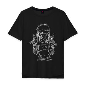 Мужская футболка хлопок Oversize с принтом Yo-landi (тёмное) в Курске, 100% хлопок | свободный крой, круглый ворот, “спинка” длиннее передней части | девушка | контур | линиями | нервана | пушки. пистолеты | смайл | хип хоп | юар