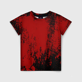 Детская футболка 3D с принтом Red blood в Курске, 100% гипоаллергенный полиэфир | прямой крой, круглый вырез горловины, длина до линии бедер, чуть спущенное плечо, ткань немного тянется | Тематика изображения на принте: halloween | брызги красок | брызги крови | картина кровью | красные пятна | кровавая абстракция | кровавые пятна | кровь | пятна краски