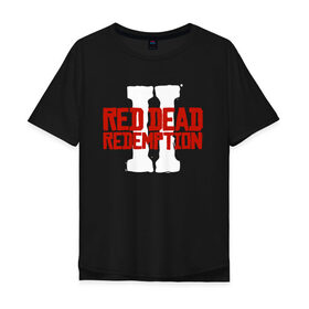 Мужская футболка хлопок Oversize с принтом RDR2 в Курске, 100% хлопок | свободный крой, круглый ворот, “спинка” длиннее передней части | gamer | gun | logo | play | player | rdr2 | red dead redemption 2 | rockstar | western | вестерн | ковбои | компьютерные игры 2019 | криминал | лого | рокстар
