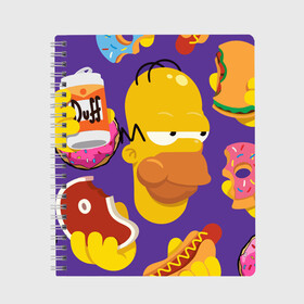 Тетрадь с принтом Simpsons в Курске, 100% бумага | 48 листов, плотность листов — 60 г/м2, плотность картонной обложки — 250 г/м2. Листы скреплены сбоку удобной пружинной спиралью. Уголки страниц и обложки скругленные. Цвет линий — светло-серый
 | бублик | симпсон