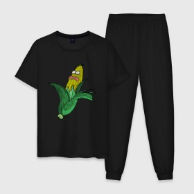 Мужская пижама хлопок с принтом Живая кукуруза в Курске, 100% хлопок | брюки и футболка прямого кроя, без карманов, на брюках мягкая резинка на поясе и по низу штанин
 | живая кукуруза | кукуруза | монстр | початок