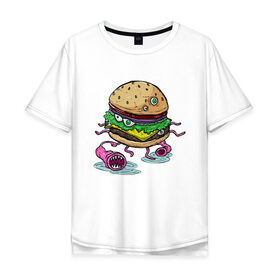 Мужская футболка хлопок Oversize с принтом chef burger в Курске, 100% хлопок | свободный крой, круглый ворот, “спинка” длиннее передней части | 