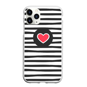 Чехол для iPhone 11 Pro Max матовый с принтом Сердце в полоску в Курске, Силикон |  | Тематика изображения на принте: black | lines | mochino | белый | москино | полоски | полосы | сердечко | сердце | черный