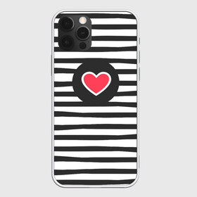 Чехол для iPhone 12 Pro Max с принтом Сердце в полоску в Курске, Силикон |  | black | lines | mochino | белый | москино | полоски | полосы | сердечко | сердце | черный