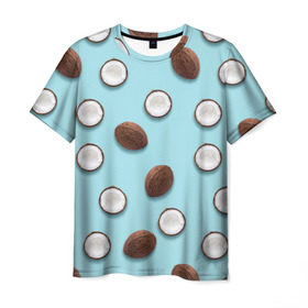 Мужская футболка 3D с принтом Кокосовое Настроение в Курске, 100% полиэфир | прямой крой, круглый вырез горловины, длина до линии бедер | баунти | еда | кокос | наслаждение | орех | паттерн | рай