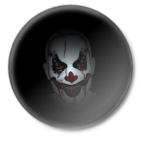 Значок с принтом Клоун убийца в Курске,  металл | круглая форма, металлическая застежка в виде булавки | глаза | кино | клоун | мрак | ужас | ужасы