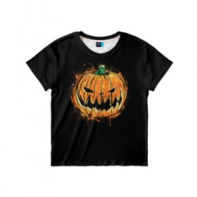 Детская футболка 3D с принтом Pumpkin Jack в Курске, 100% гипоаллергенный полиэфир | прямой крой, круглый вырез горловины, длина до линии бедер, чуть спущенное плечо, ткань немного тянется | 