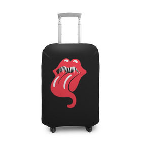 Чехол для чемодана 3D с принтом Monsters Kiss в Курске, 86% полиэфир, 14% спандекс | двустороннее нанесение принта, прорези для ручек и колес | halloween | jagger | lips | mick | monster | rock | rolling | stones | tongue | tooth | вольные | губы | джаггер | зубы | камни | катящиеся | мик | монстер | рок | странники | хеллоуин | хэллоуин | язык