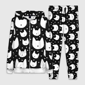 Женский костюм 3D с принтом Love Cats Pattern в Курске,  |  | белый | кот | котенок | котэ | котя | котята | кошка | любовь | мимими | паттерн | сердечки | сердце | силуэт | черный | я люблю кошек