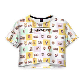 Женская футболка 3D укороченная с принтом BlackPink в Курске, 100% полиэстер | круглая горловина, длина футболки до линии талии, рукава с отворотами | blackpink | k pop | music | блэк пинк | дженни | джису | лис | музыка | розэ