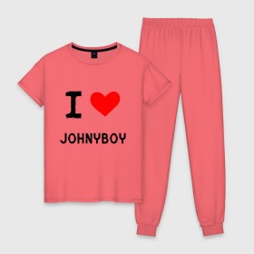 Женская пижама хлопок с принтом Johnyboy 8 в Курске, 100% хлопок | брюки и футболка прямого кроя, без карманов, на брюках мягкая резинка на поясе и по низу штанин | johnyboy | денис василенко | джонибой