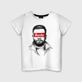 Детская футболка хлопок с принтом Basta в Курске, 100% хлопок | круглый вырез горловины, полуприлегающий силуэт, длина до линии бедер | gazgolder | баста | газголдер | сансара