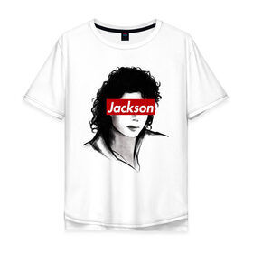 Мужская футболка хлопок Oversize с принтом Michael Jackson в Курске, 100% хлопок | свободный крой, круглый ворот, “спинка” длиннее передней части | jackson | michael | джексон | майкл