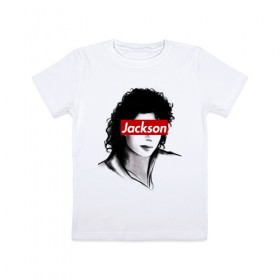 Детская футболка хлопок с принтом Michael Jackson в Курске, 100% хлопок | круглый вырез горловины, полуприлегающий силуэт, длина до линии бедер | jackson | michael | джексон | майкл